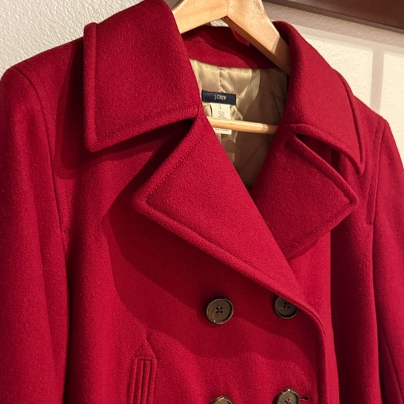 J. Crew Women's Wool Double Breasted Pea Coat, Insulated, Brick Red, Size L - Picture 3 of 14